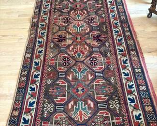 Antique Caucasian Kazak runner, 9'6" x 3'9"