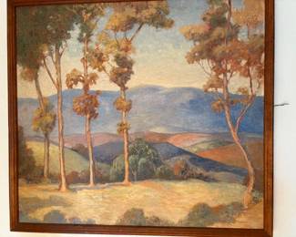 Vintage oil on canvas landscape painting, unidentified artist