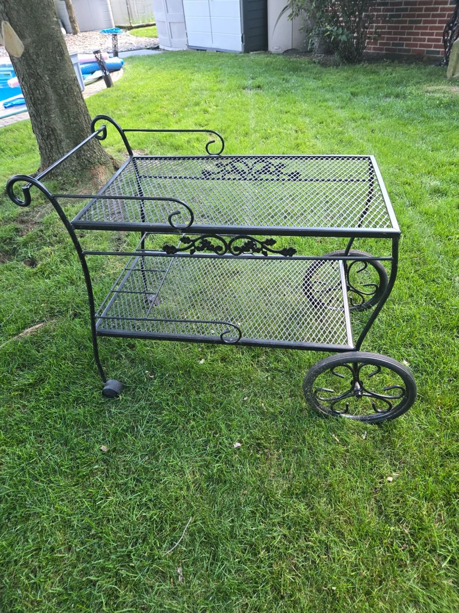 Wrought iron bar cart