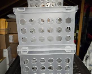 Plastic storage baskets