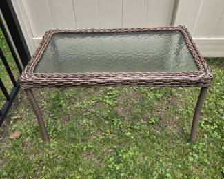 Plastic wicker outdoor table