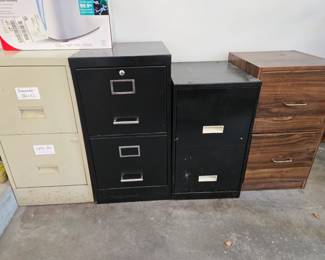 Metal and woodgrain 2 drawer file cabinets