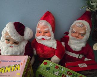 Vintage rubber face Santas