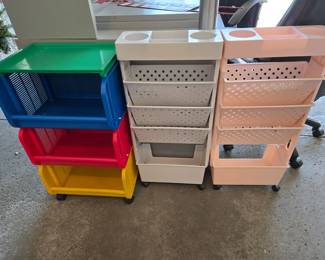 Plastic rolling storage bins