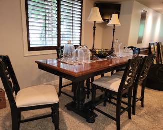 Dining table, counter height chairs