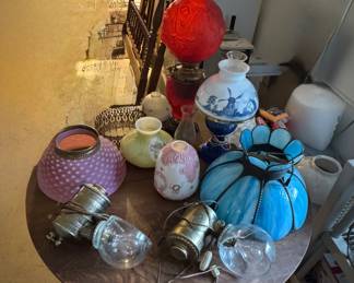 Old Victorian Lamps, Gas Style lamps, Globes and Shades