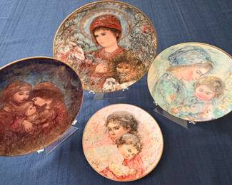 This is a few of many..
Edna Hibel Christmas plates ($10)
Edna Hibel Mother & Child plates ($5)