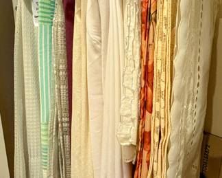 Table cloths and table runners dating back to the early 1920s
Sizes are attached to each one and the prices range from $5-$10