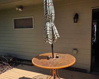 2 Patio Umbrellas, 1 Table Umbrella, 1 Firepit, 1 Outdoor Chair