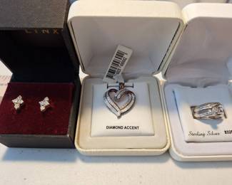 Sparkly Earrings, Necklace And Rings