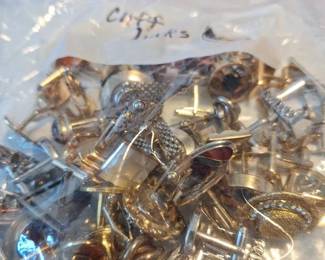 Bags of Cuff Links, Tie Pins, Keychains, Pendants, Black Necklaces