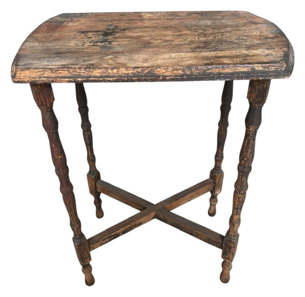 Antique Turned Wood Side Table