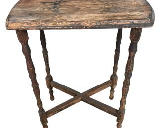 Antique Turned Wood Side Table
