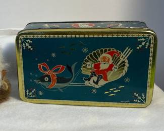 Vintage Norwegian Sardine Tin with Santa Claus