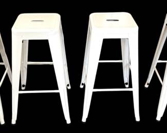 4 White Metal Barstools
