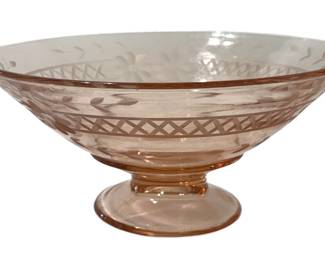 Pink Depression Glass Pedestal Bowl