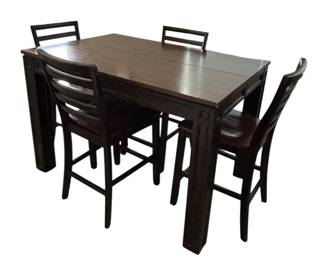 Tall Brown Wood Table w4 Chairs