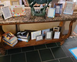 Marble and wood console table