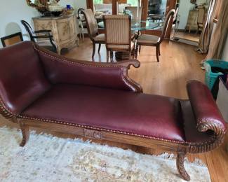 Late eighteenth century chaise lounge leather upholstery