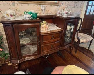 Buffet with marble top and glass front