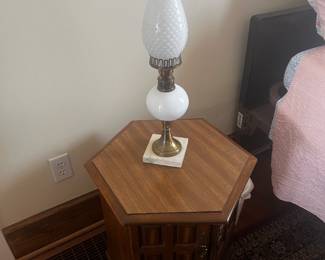 Side tables and antique lamps