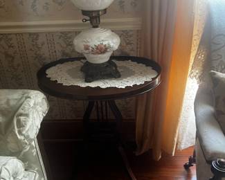 Pair of antique harp tables