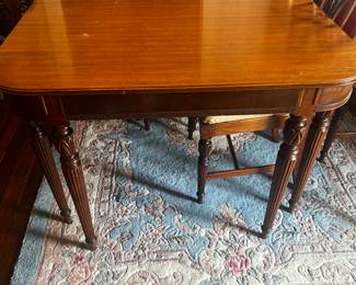 Mahogany dining table and shield back chairs