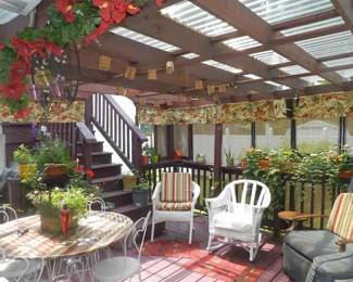 Pair of Reclining patio chairs-wicker settee set