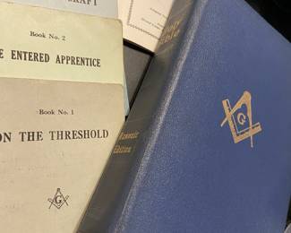 1947 Masonic Bible with apprentice pamphlets and by laws