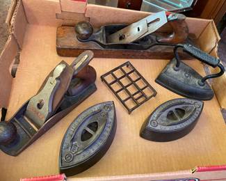 Vintage Stanley Planes, Irons and Trivet