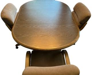 Oval Dining Room Table 4 Rolling Chairs 