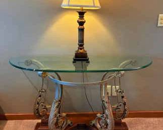 Glass Top Console Table With Lamp