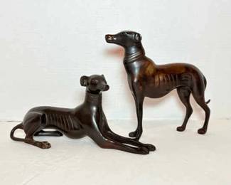 Two Brass Greyhound Figurines