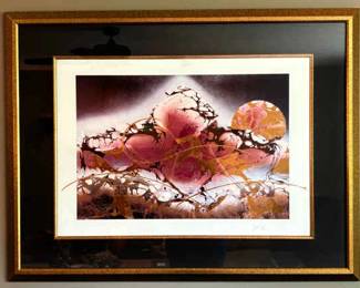 Framed And Matted Metalic Abstract Art Print