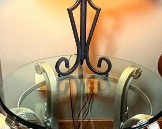 Glass Top Side Table With Lamp