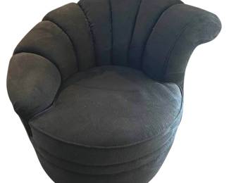Black Clamshell Swivel Accent Chair 