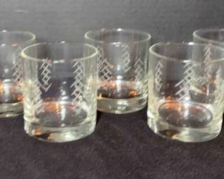 Eight Javit Crystal Etched Lowball Glasses
