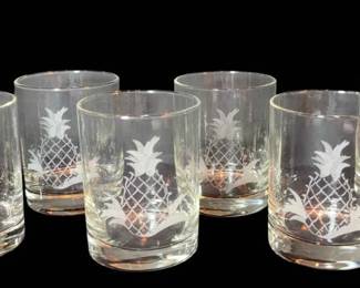 Vintage Tiffany Co. Pineapple Lowball Glasses Set Of Six