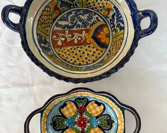 Hand Painted Bowl Serving Dish Mexico 
