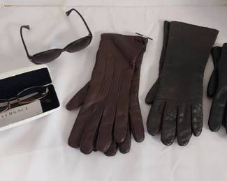  003 Versace Glasses with Case, Coach Sunglasses, Coach Leather Gloves NWT