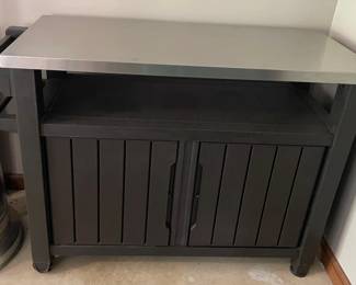 Large Outdoor Kitchen Cart On Wheels And BBQ Supplies Appears New