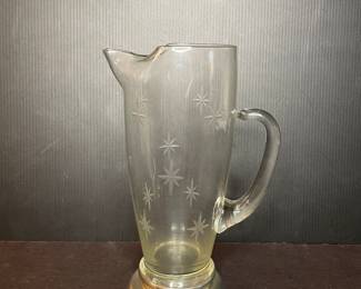 Starburst Cut Glass Martini Cocktail Pitcher vintage