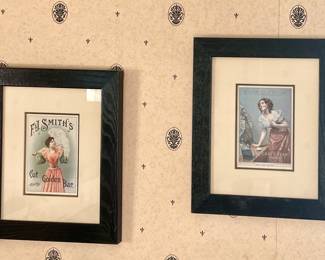 Vintage framed advertisements