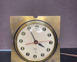 GE Telechron brass clock vtg