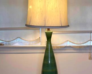MCM ceramic green blue table lamp