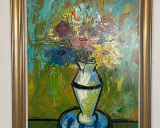 Framed painting signed vintage