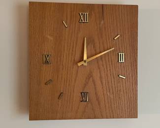 Mid Century wood wall clock vtg