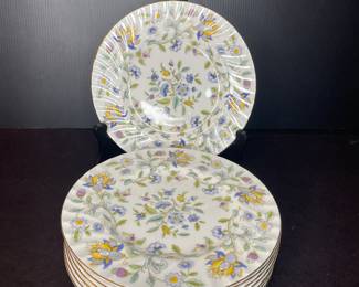 Minton 50th Anniversary, Hassan Hall Blue plate set vtg