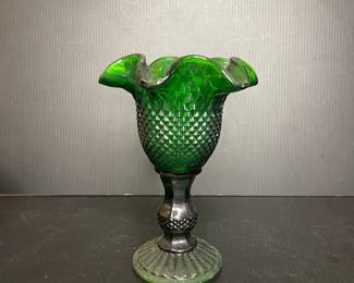 Vtg. Emeerald green compote
