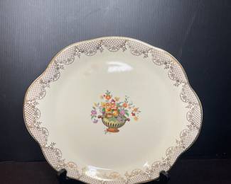 Universal Cambridge 22k gold floral platter vtg